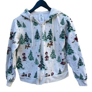 Official Walt Disney World Parks Christmas Zip Up Hoodie-XS Minnie Mickey EUC